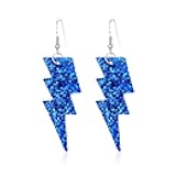 80s PU Sequin Earrings Halloween Rave Lightning Earrings Retro Light Weight Drop Dangle for Women Party Jewelry