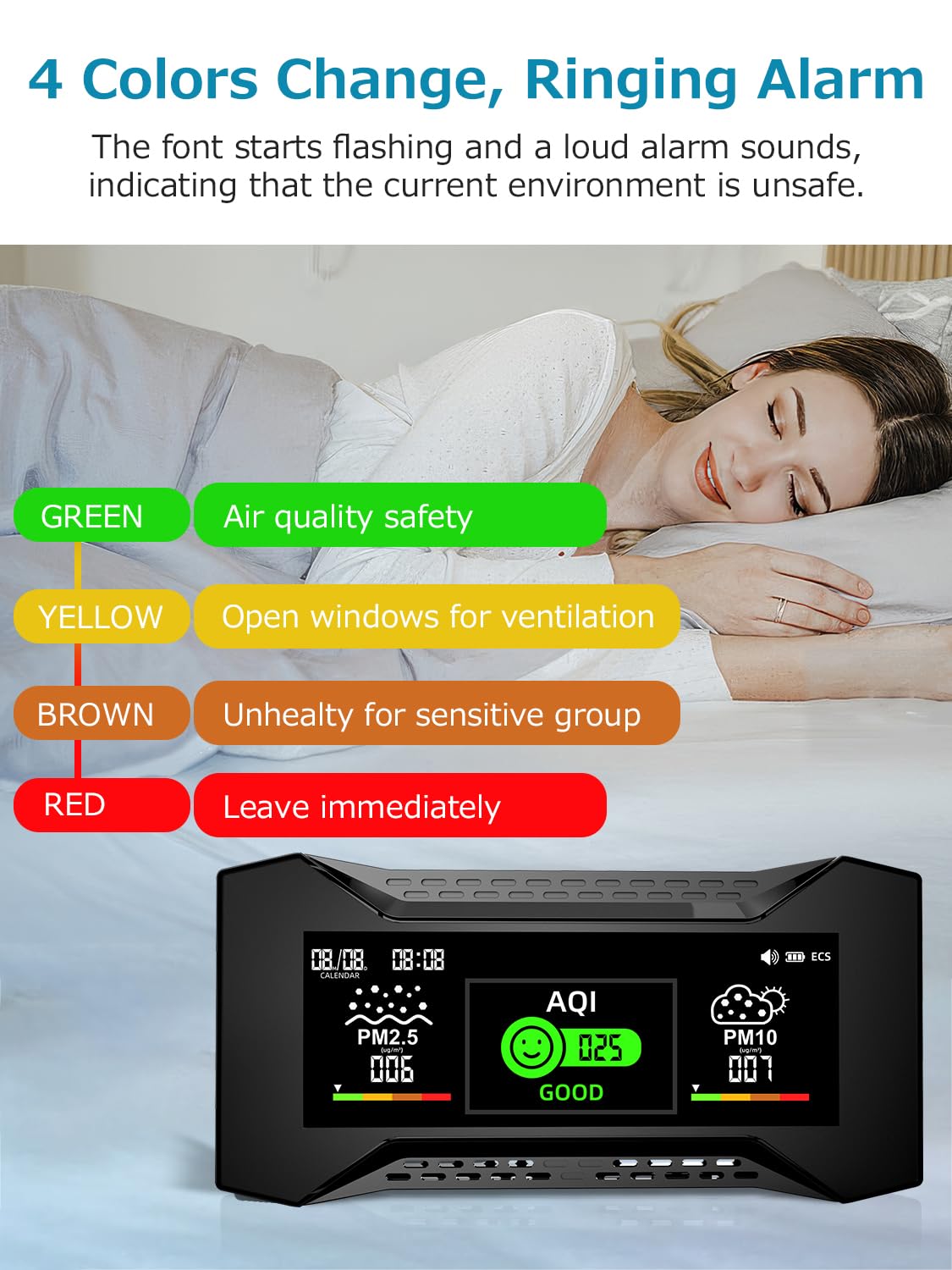 Upgraded CF-20 Professioneller luftqualität messgerät 10-in-1, Präziser CO2- und PM2,5-Sensor, Intelligente AQI-Warnungen Wiederaufladbarer formaldehyd messgerät für Büro- und Gewerberäume (1 PCS)