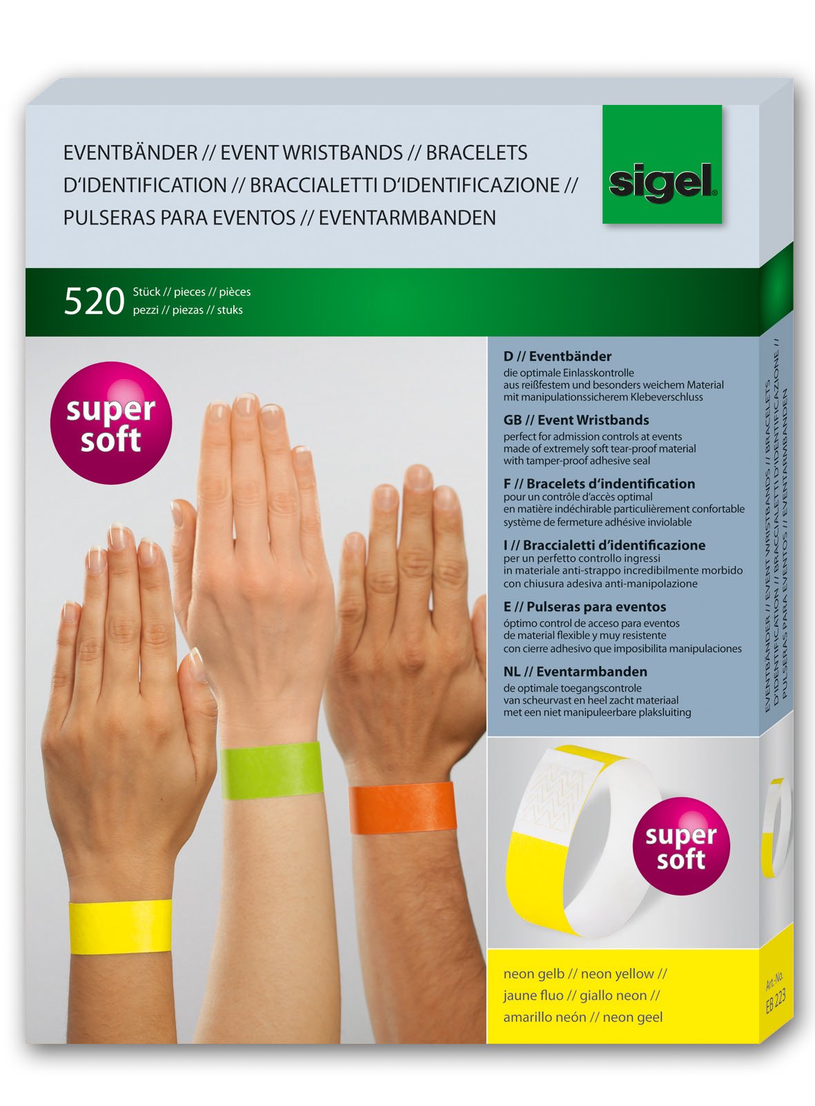 SIGEL EB223 Eventbänder Super Soft, neon gelb, 520 Stück