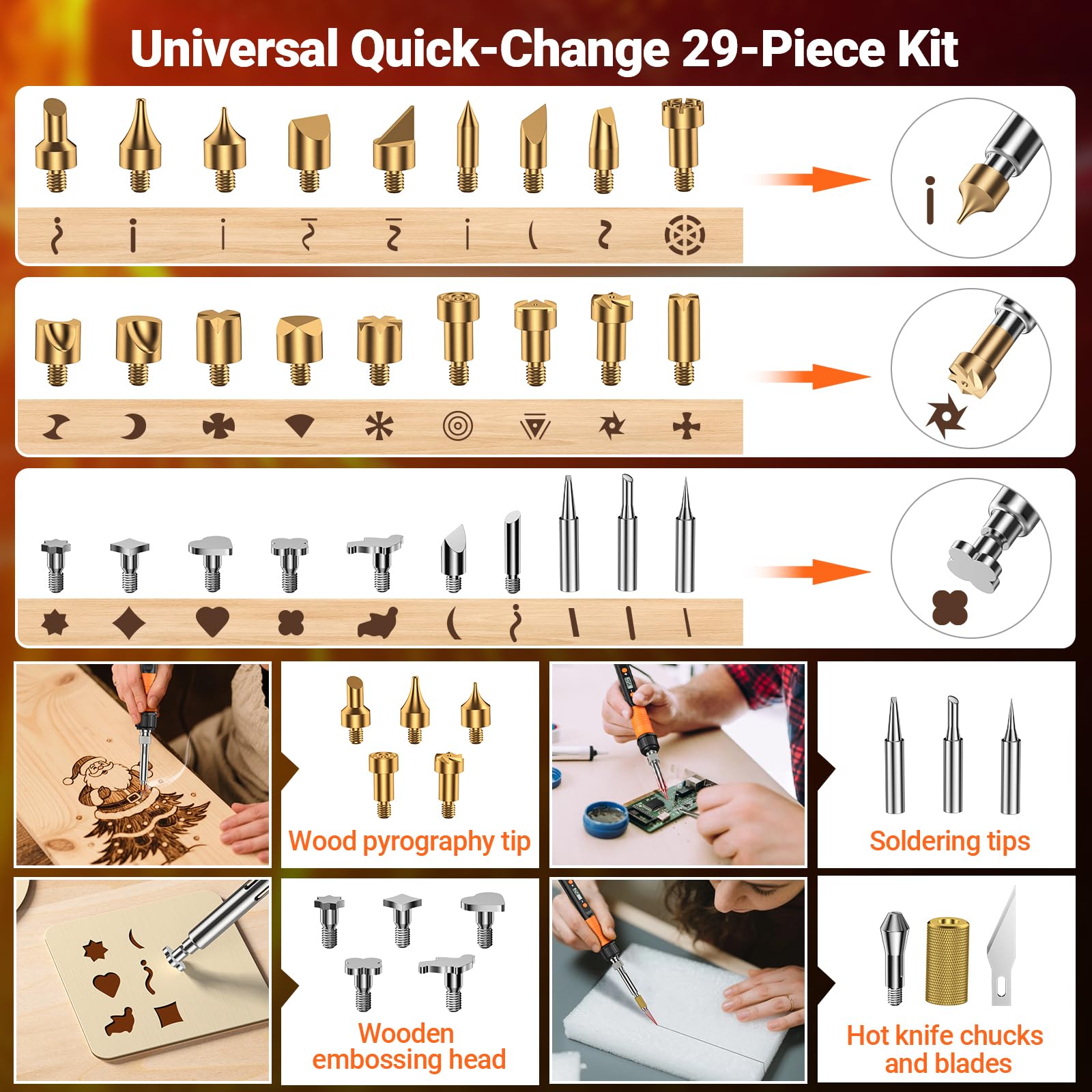 Preciva 70 Pezzi Kit Saldatore Portatile Per Pirografia, 100w, Temperatura Regolabile 220° C A 500° C, Pirografo Per Legno, Incisione Su Pelle, Scultura Pittura A Fuoco Su Legno