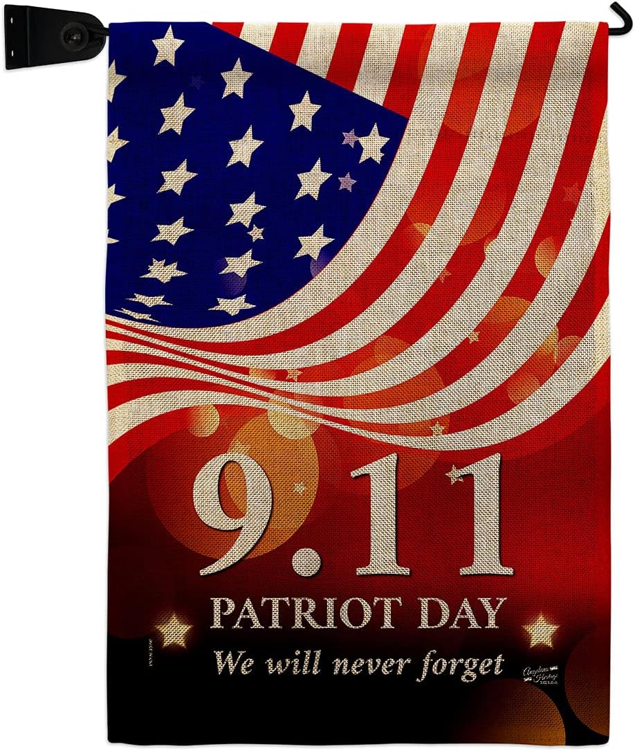 Remember 911 Burlap Burlap Garden Flag Set Mailbox Hanger Americana Patriot Day World Planet Peace Environment Awareness United State American Small Gift Yard House Banner Double-Sided 13 X 18.5