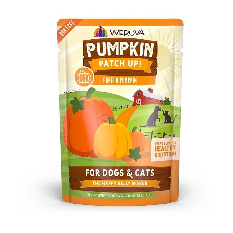 Suplemento de abóbora em purê para cães e gatos Weruva Pumpkin Patch Up! Pacote com 12 sachês de 78 g
