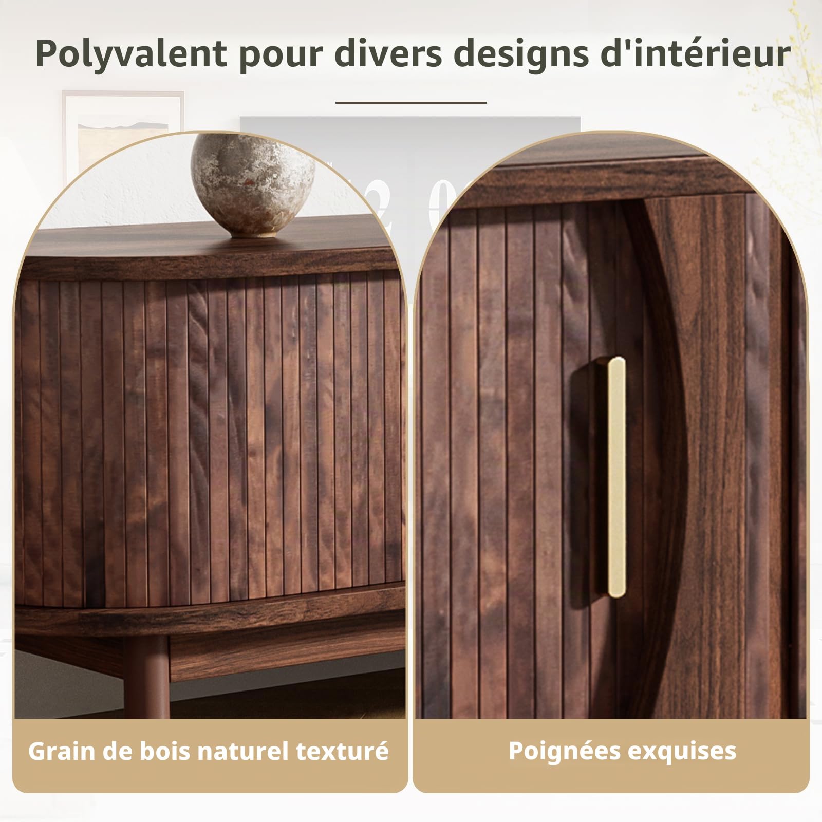 BTM Lowboard TV Marron, Meuble TV Plat avec Porte coulissante, Porte Rabattable vers Le Bas, per Jusqu’à 65 Pouces, avec Pieds, 165x40x46cm