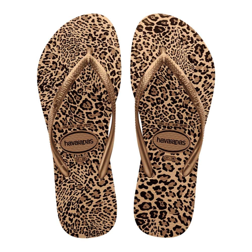 Havaianas Slim Animals (Mini Me) Girls FlipFlop Sand Grey/Golden 10/11 UK Child
