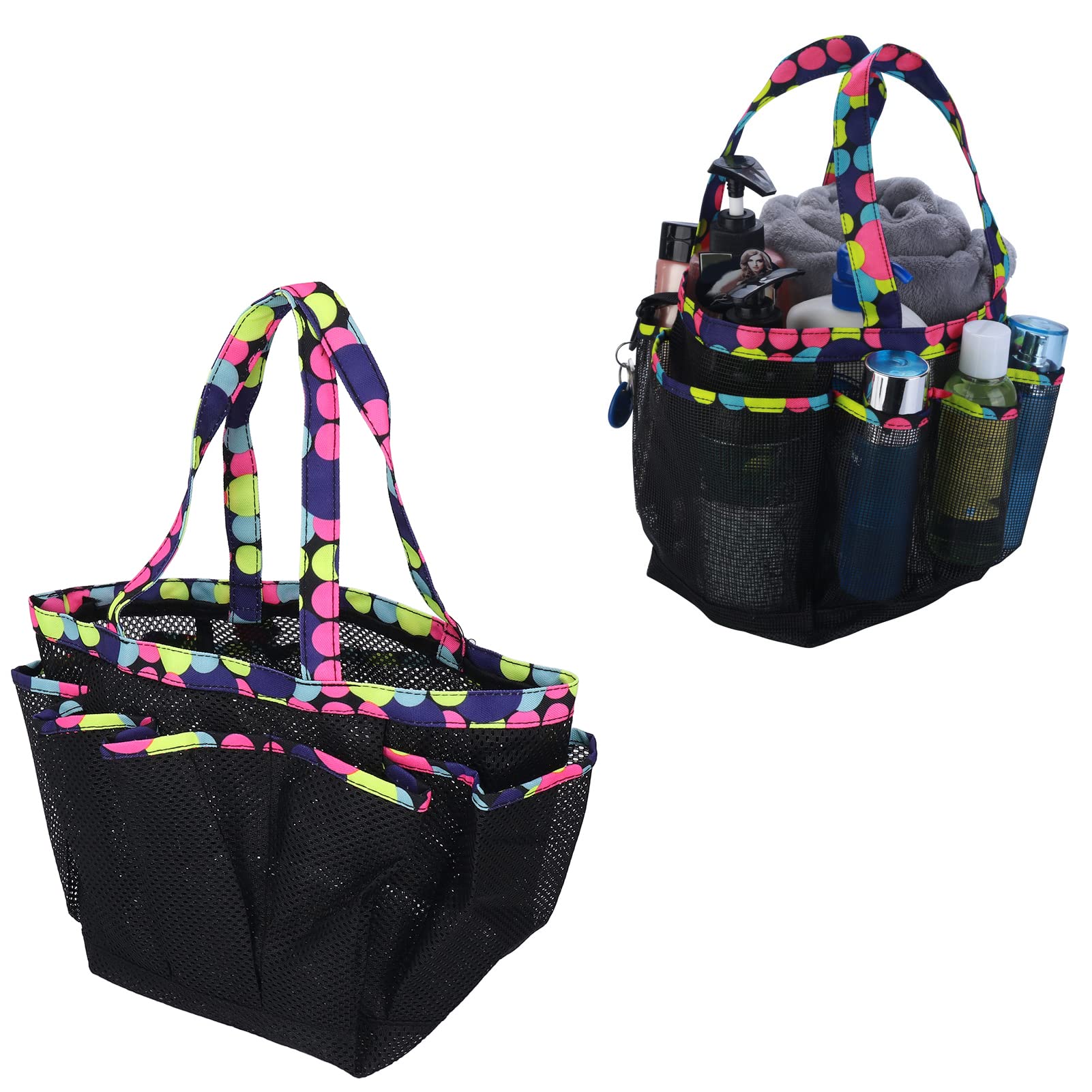 WOOXGEHM Mesh Shower Bag Odorless Portable PVC Mesh Shower Caddy with Buckle Multiple Pocket Good Air Permeability Shower