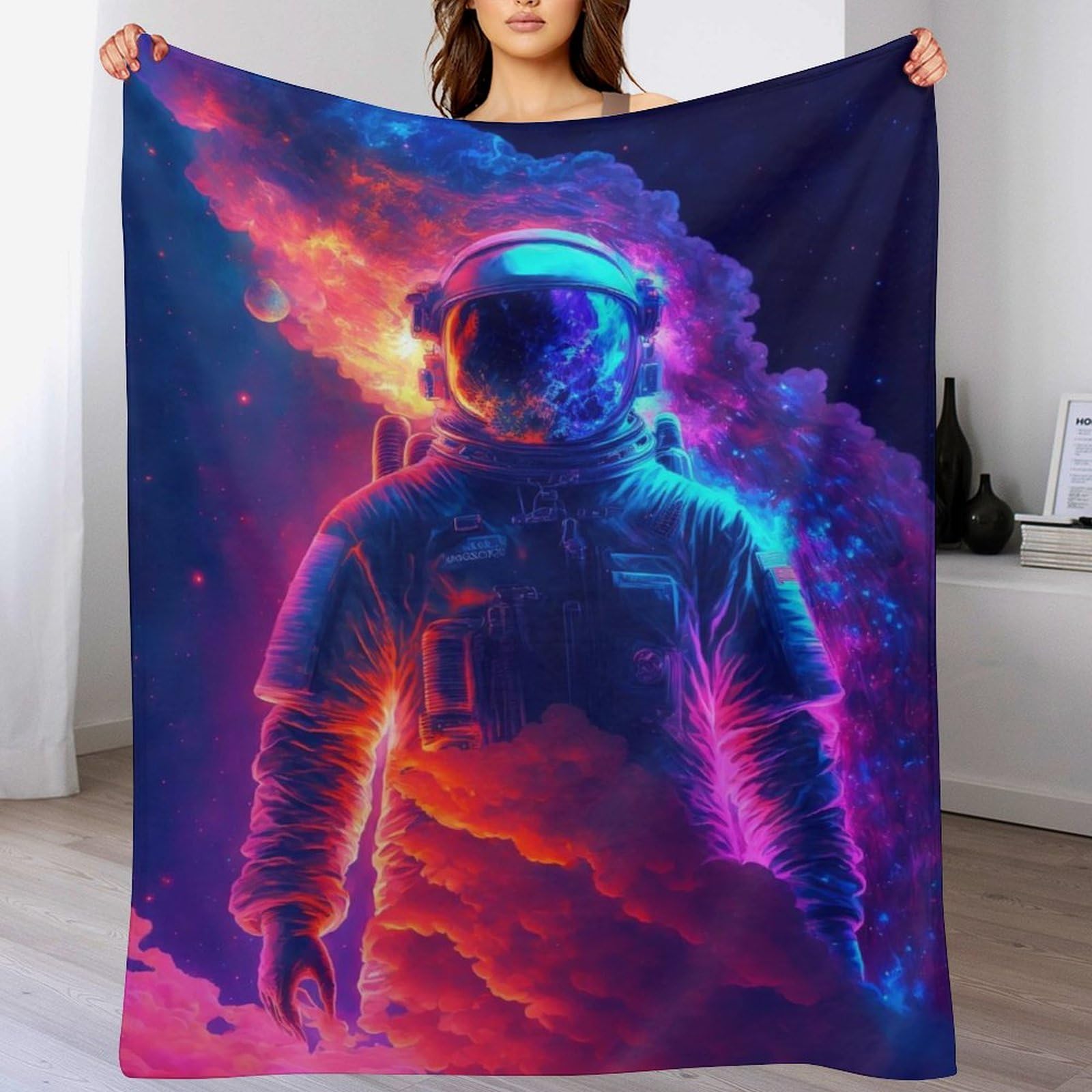 Couverture polaire douce astronaute néon, le cadeau idéal pour petits et grands