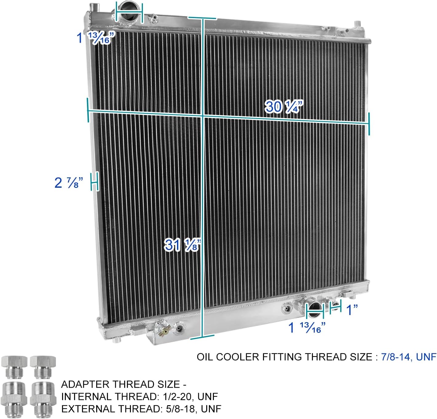 SPEC-D TUNING 3 Row Cool Radiator Compatible with 1999-2004 Ford Excursion, F-250, F-350 6.8L V10 7.3L V8 Diesel