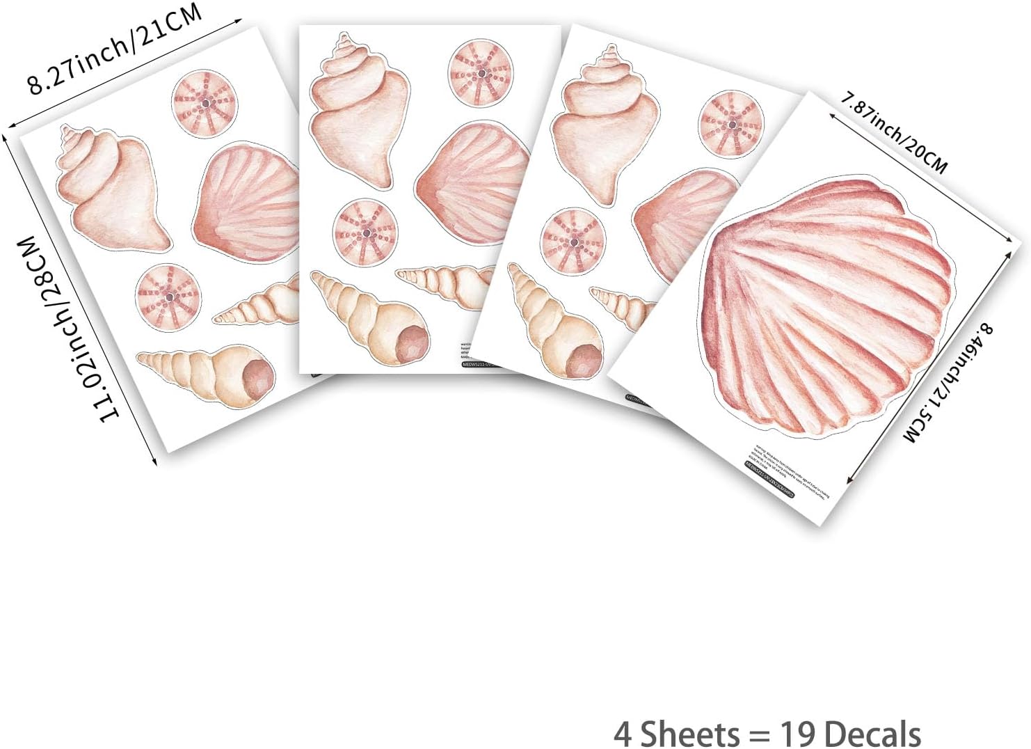 funlife 28 PCS Under The Sea Wall Decals Peel and Stick, Pastel Pink Shell Wall Decor for Nursery Room