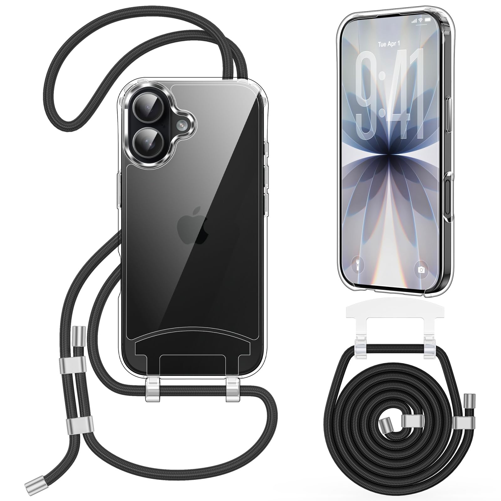 OLEPHY Handykette mit Band für iPhone 16 Hülle, Verstellbare