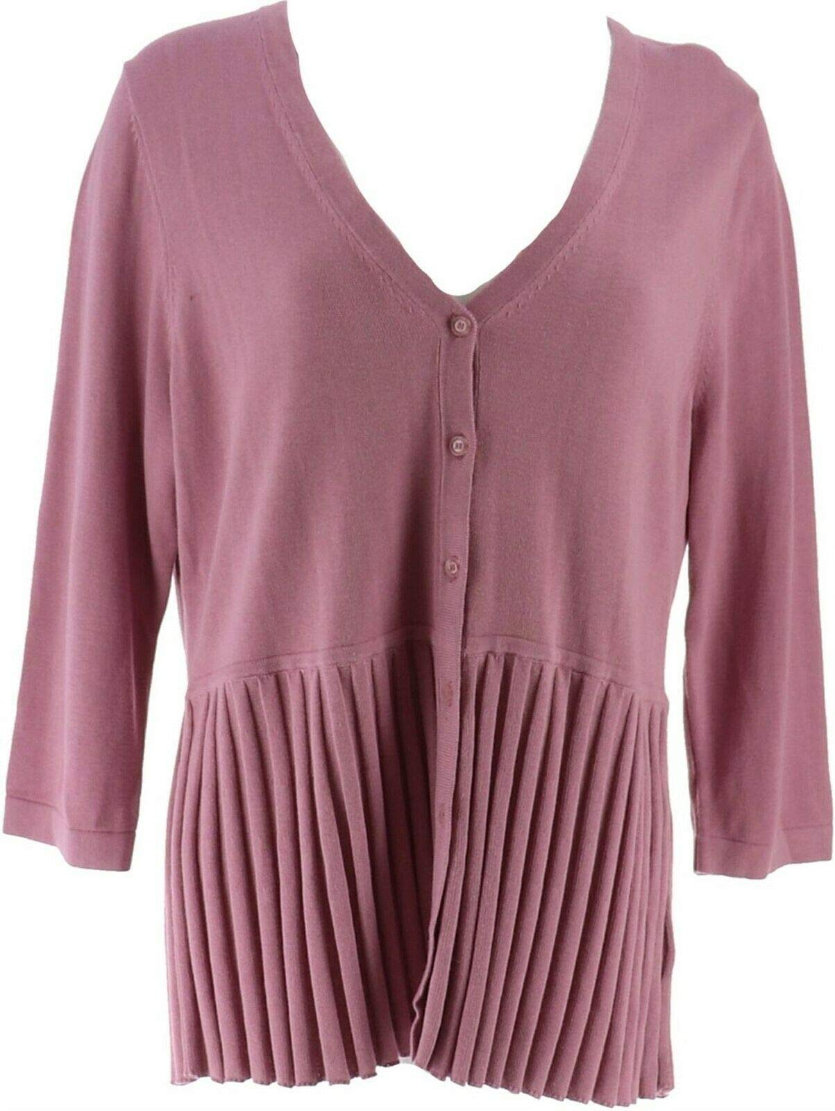 Isaac Mizrahi 3/4 SLV Pleated Peplum Cardigan A276859