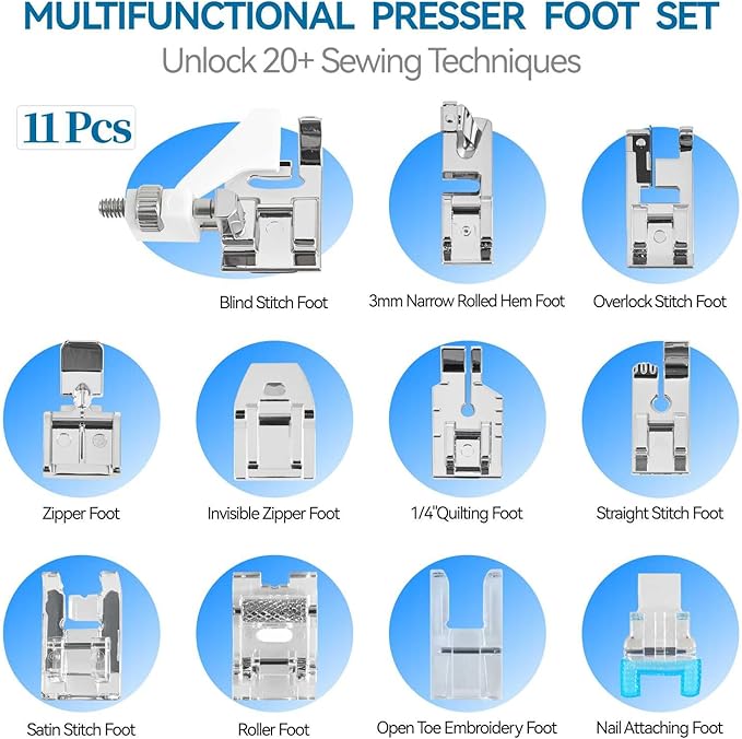 Kit de 11 Prensatelas para Máquina de Coser, Dobladillo, Cremallera Invisible miniatura 2