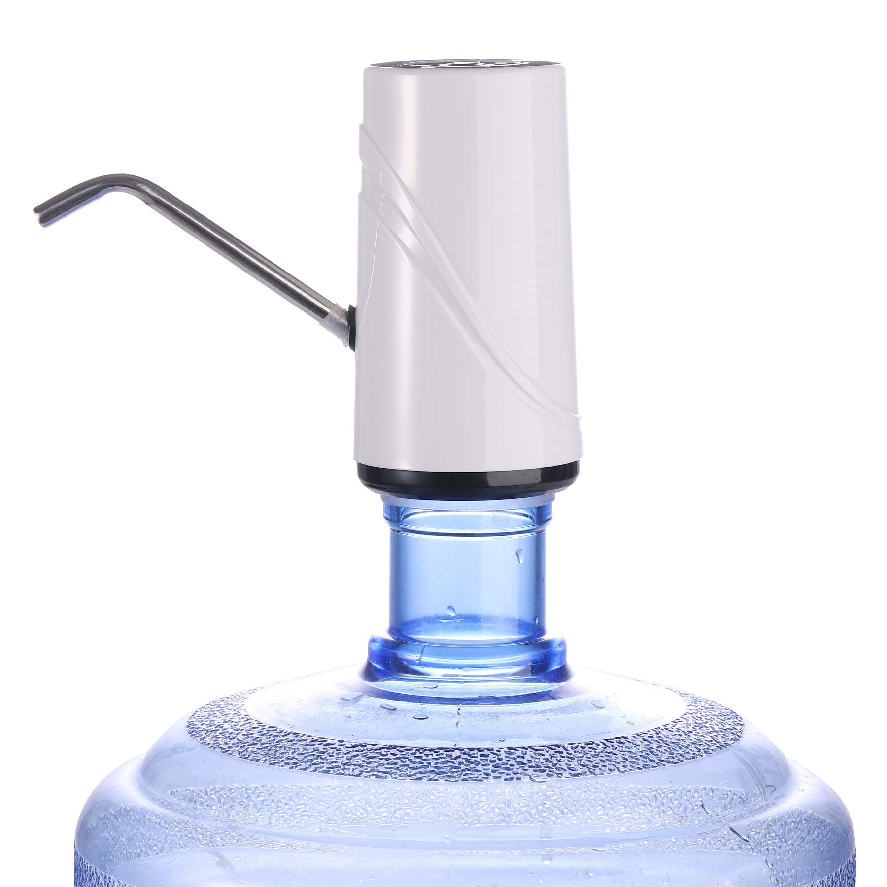 ELEOPTION Water Bottle Pump, USB Charging Electric Automatic Drinking Water Pump Dispenser Portable Bottle Water Pump, Water Dispenser Bottle Switch for Universal 5 Gallon Bottle (White)