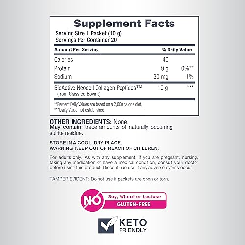 Miniatura 5 de NeoCell Péptidos súper colágeno, 0.35 onzas de colágenopaquete de una sola porción certificado Keto, sin gluten para una piel, cabello, uñas y apoyo