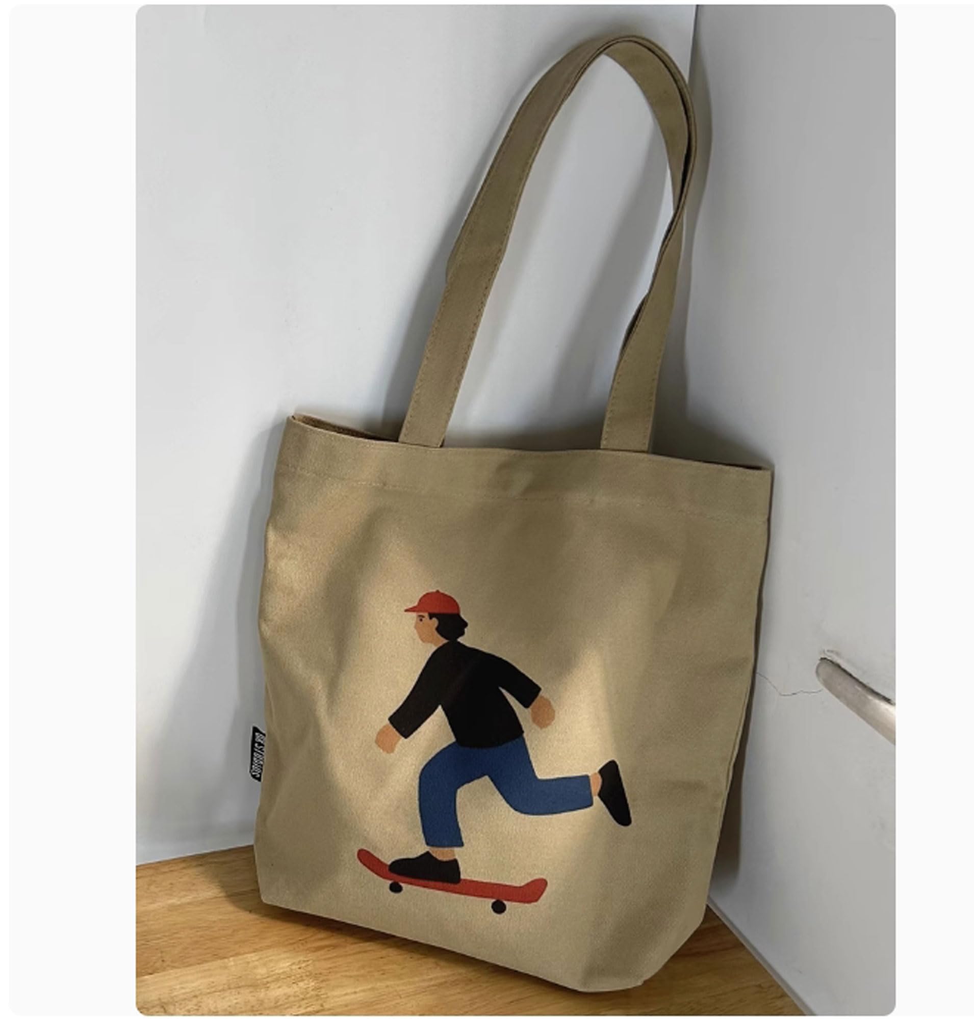 Sac d'épicerie en toile Luminexia, cabas réutilisable avec soufflet pour livre et courses