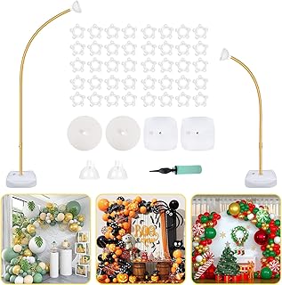 OurWarm 9.35Ft & 6Ft Gold Balloon Arch Stand, Free Bending Shape Balloon Arch Kit, Half Arch Balloon Stand with Base for Floor, Ideal for Wedding Birthday Baby Shower Graduation 4th of July Decoration