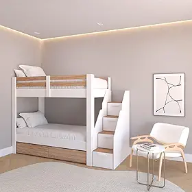 Beliche Solteiro Adulto com 2 Gavetões e 4 Nichos Star Plus Casatema Branco/Amadeirado