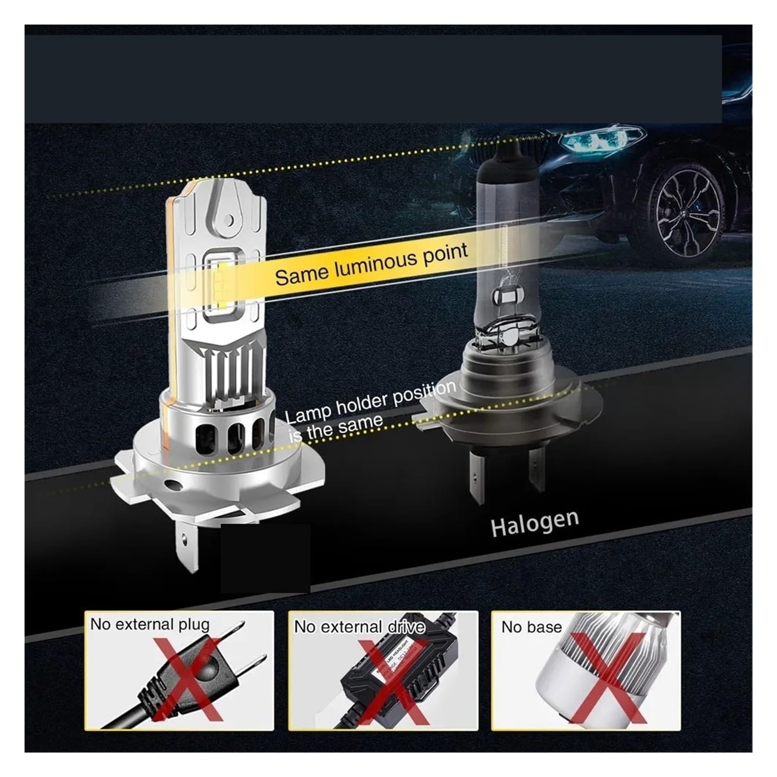 Faro anteriore completo Fari H7 LED Canbus Per Auto 2500W Automobile H4 Fendinebbia Nessun Errore Fascio E Basso Wireless 1:1 Luce 12V Faros Anteriores Completos Sinistro/Destro(2 PCS H4 LED Light)