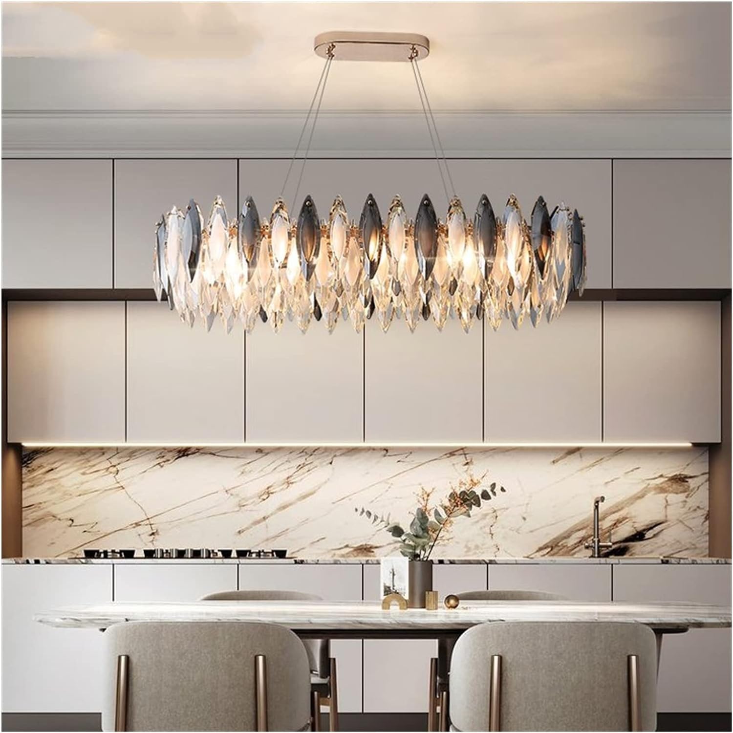 ArknAv LED Chandeliers, Led Chandeliers Lighting Modern Hanging Lamp Compatible with Living Room Bedroom Dining Room Chandelier Ceiling Crystal Light, Lantern