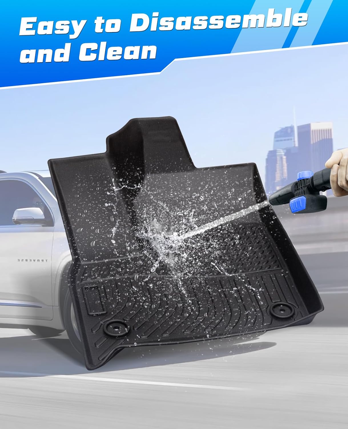 Premium All-Weather Floor Mats for 2018-2024 Chevy Chevrolet Traverse 7-Seater TPE Heavy-Duty Car Floor Liner for Traverse Accessories(ONLY Fit 2nd Row Bucket Seats) - Image 7