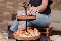 Vista 3 de PICNIC TIME Disney Mickey Mouse - Bandeja de dos niveles para servir, postre de madera de mango y soporte de charcutería con icono de Mickey