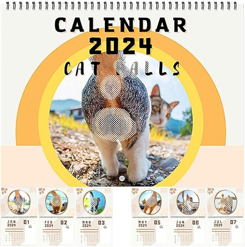 Miniatura 1 de Calendario 2024 de bolas de gato, divertido calendario de ojo de gato de 12 meses, calendario de bolas de gato con espacio para notas, calendario de