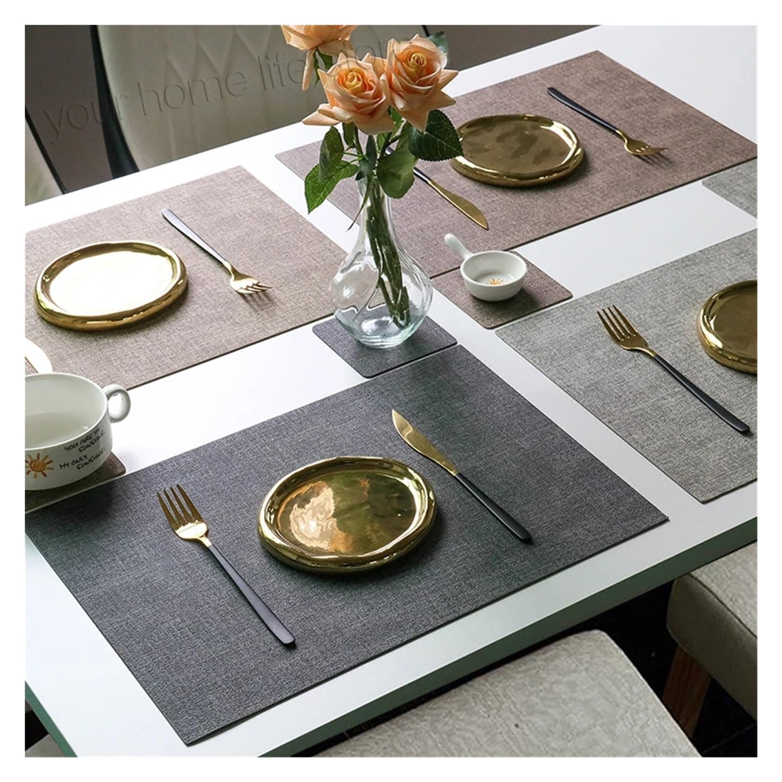 Manteles Individuales 2 manteles Individuales for Mesa de Comedor, Antideslizantes, Lavables e Impermeables, for Cocina(Dark Gray)