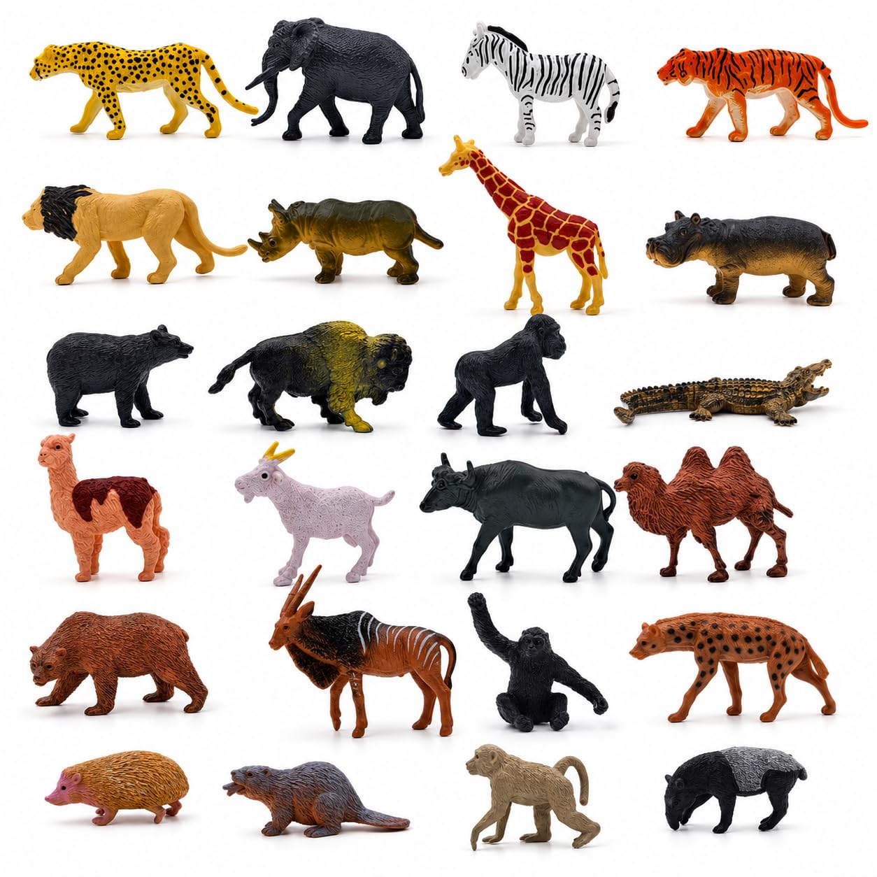Buuraqq 24Pcs Wild Animal Figures, Plastic Animals Set