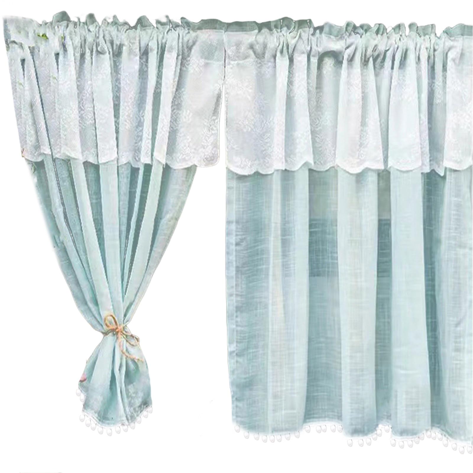 Jazuaiao Light Blue Cafe Curtain Easy Installtion for Window Enhances Aesthetics Appeal in Kitchens and Study Room Kitchen Cafe Curtain
