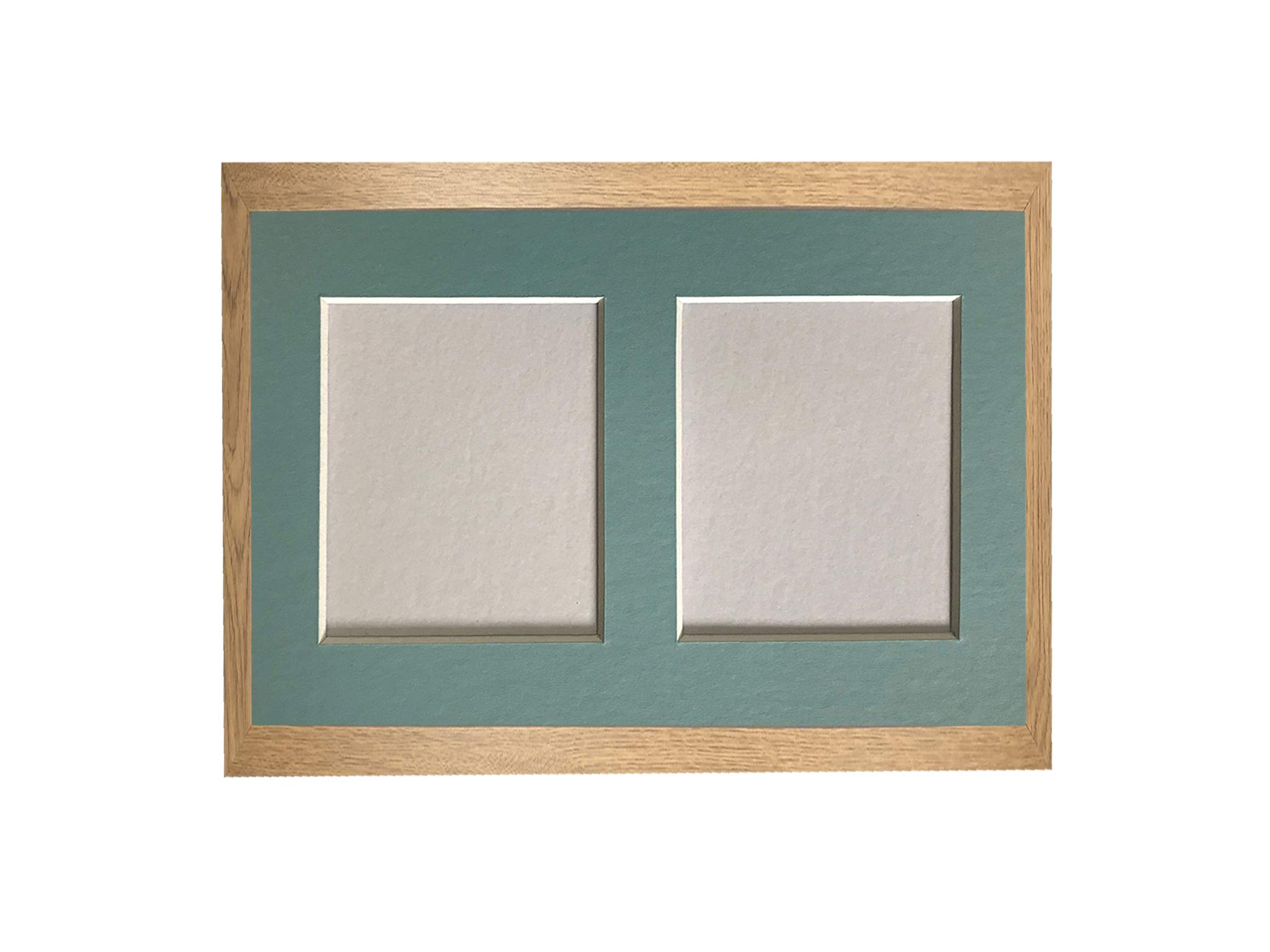 Frames By Post Oak Frame And Blue Multi Mount H7 Oak Picture Photo Frame With Blue 4 X 3 Inch Two Aperture Mount