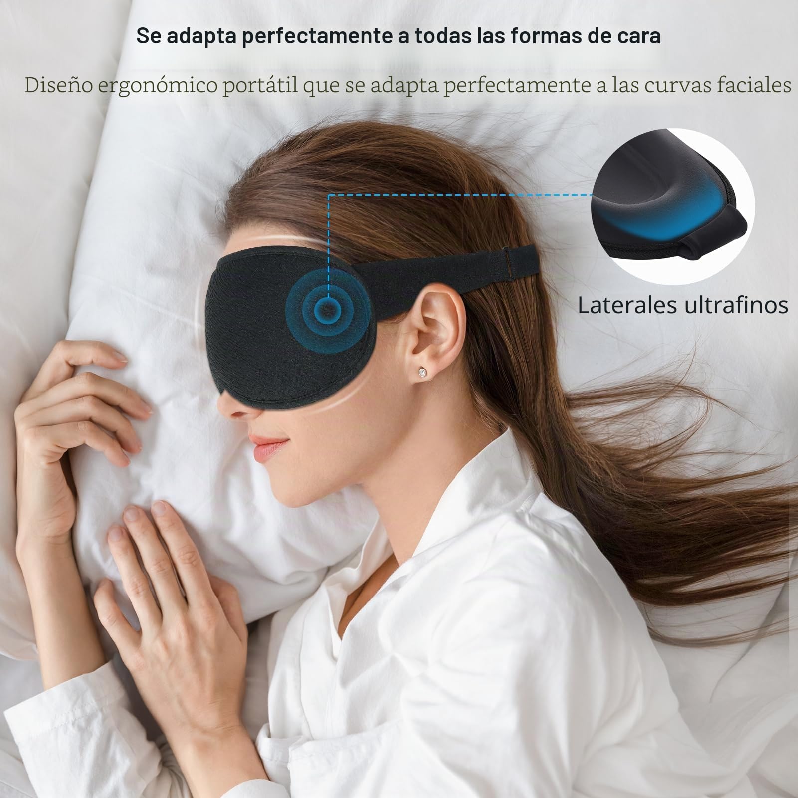 Gritin Antifaz para Dormir para Mujer y Hombre, Anti-Luz Máscara de Dormir Sin Presión Ocular - Diseño Ergonomico 3D para Las Pestañas y Los Movimientos Oculares, Ultrasuave & Cómodo Sleep Mask