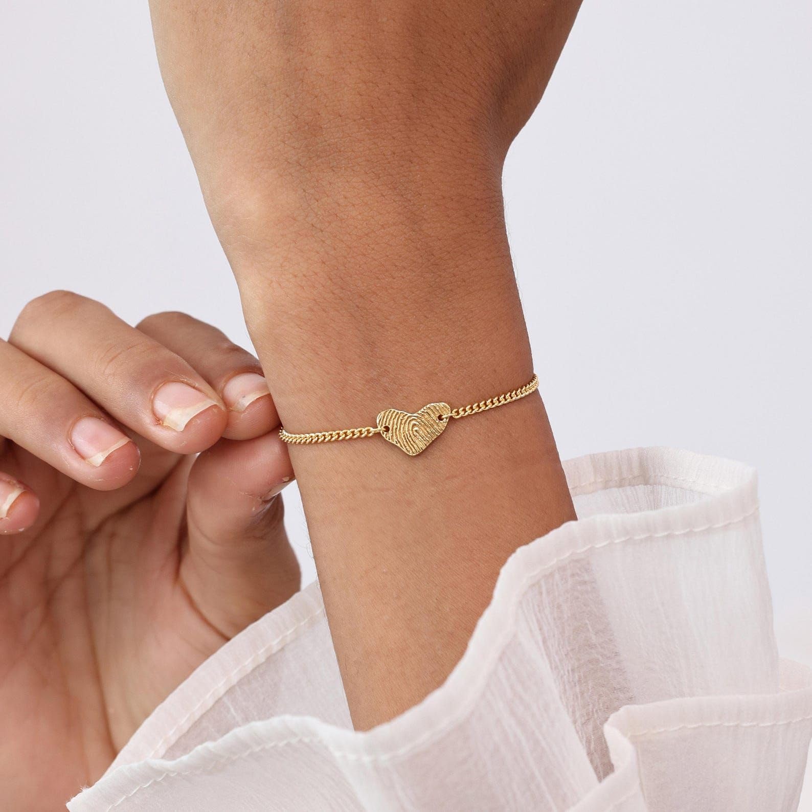 Pulsera personalizada orgánica con huella dactilar en forma de corazón | Memorial | Joyería con dije de corazón | Madre - Navidad