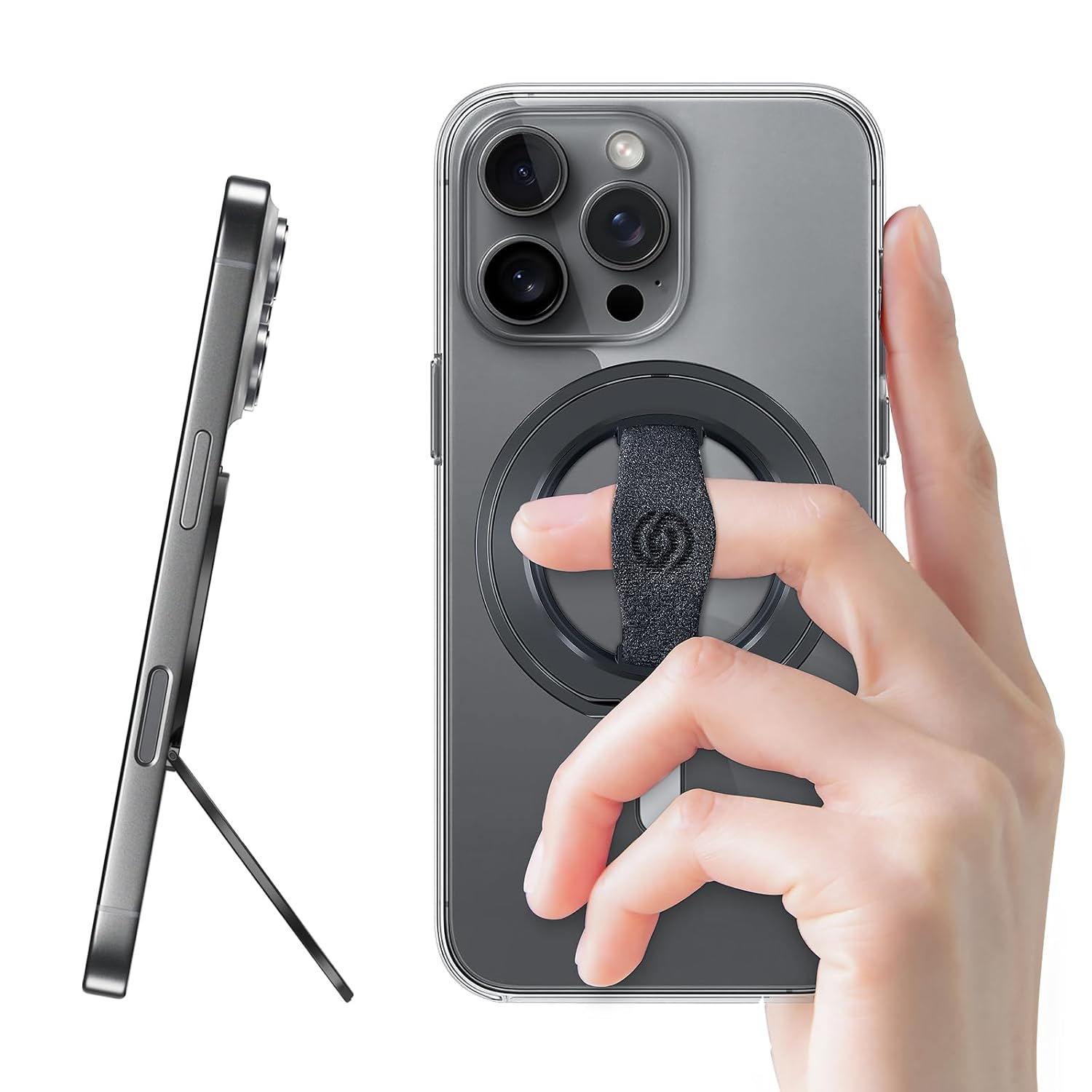 EWA MagOne 3rd Gen Compatible with MagSafe Phone Grip Stand with Finger Strap Removable Magnetic Ring Holder Kickstand