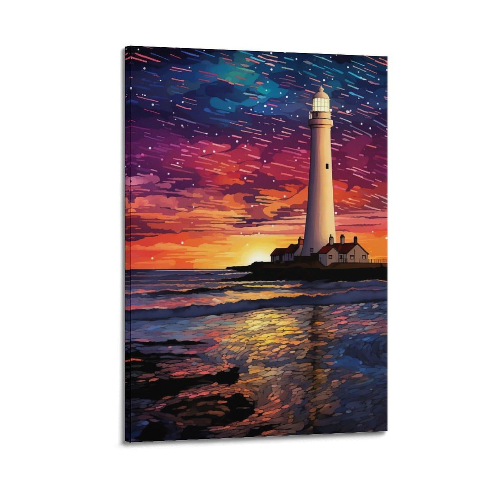 CXHJCA Lighthouse Poster Sunset Serenity Poster Decorative Painting Canvas Wall Posters And Art Picture Print Modern Family Bedroom Decor Posters 24x36inch(60x90cm)
