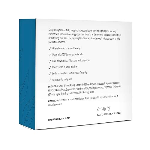 Miniatura 9 de Edens Garden Fighting Five - Jabón de barra procesado en frío para aromaterapia natural (hecho con aceites esenciales, vegano, para cara y cuerpo),