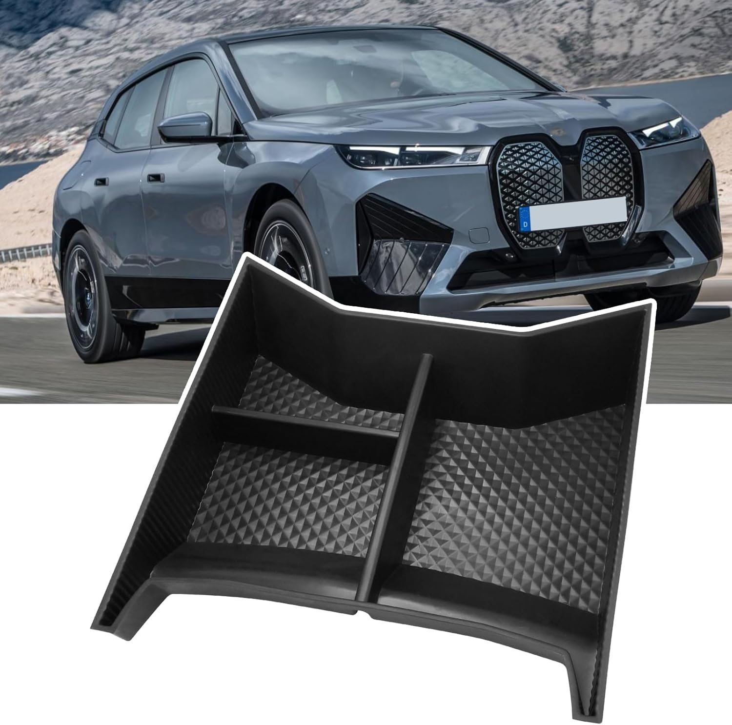 Jaronx Compatible with BMW iX Center Console Organizer Tray 2023 2024 2025 2026, Floor Console Organizer Tray, TPE Storage Box for BMW iX Accessories (I20) 2022 2023 2024 2025 2026