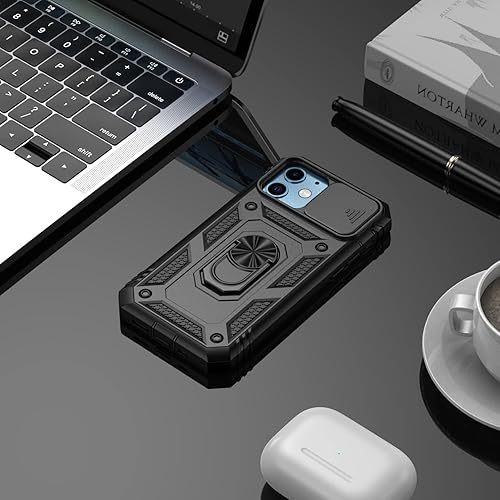 Vista 136 de Korecase Funda de protección para iPhone 12 y 12 Pro Ring Case con cubierta para lente de cámara, grado militar, resistente, de doble capa, cuerpo