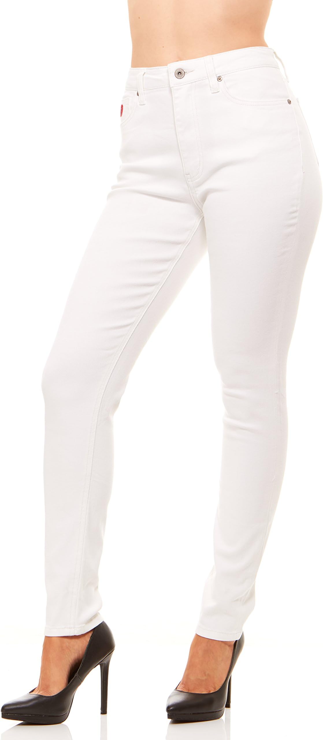 Red Jeans Slim Fit Women's Denim Jeans , High Waist, Light Stretch Ultra Slimming 5 Pocket Skinny Jeans for Ladies,White Twill - 167,Size 8