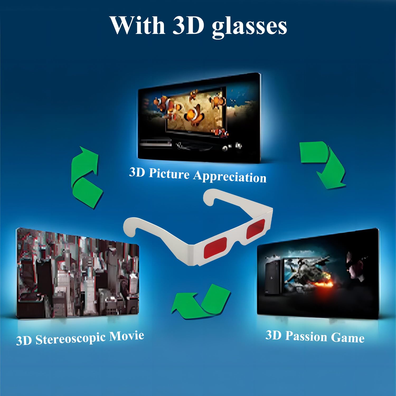 Othmro 20 pezzi occhiale rosso cartone bianco 3d per video virtuali 3D DVD videogiochi fumetti