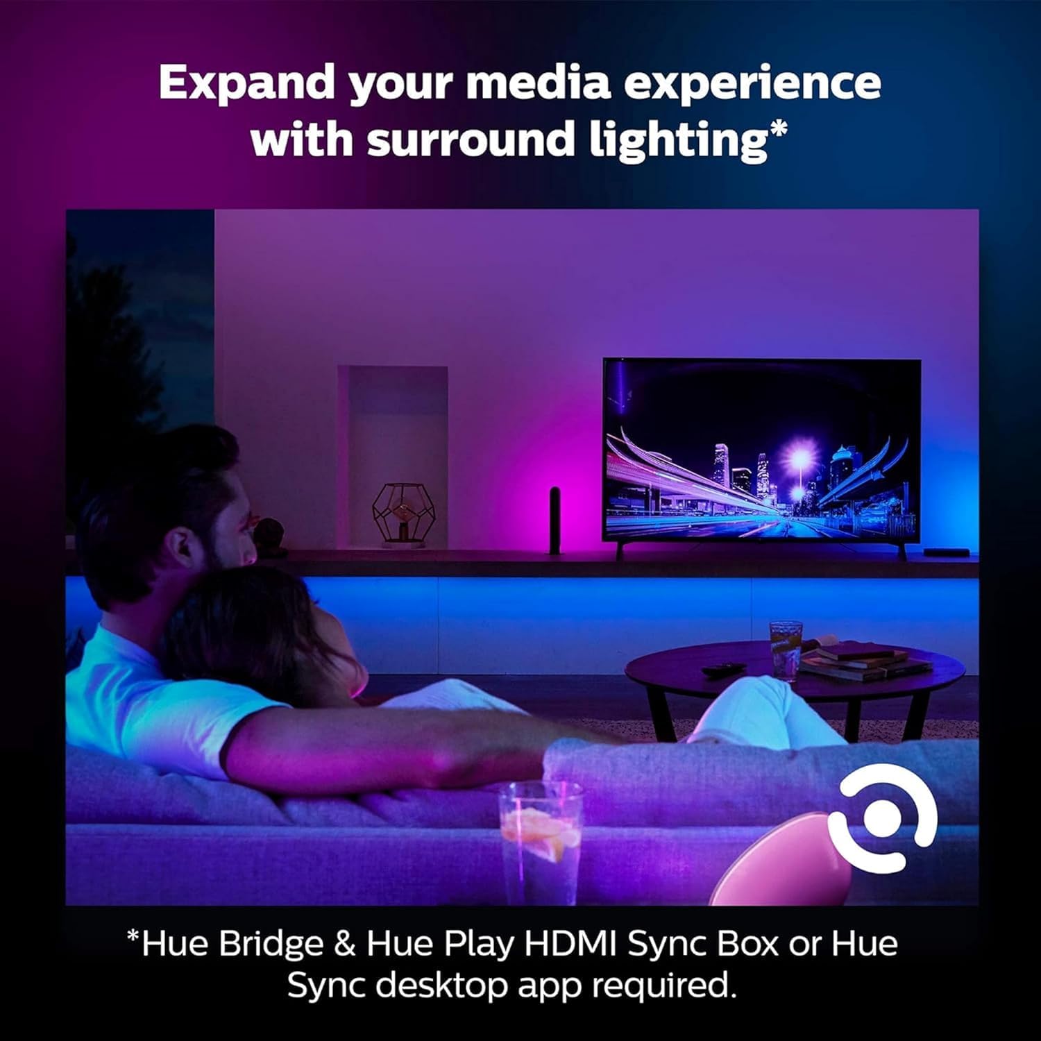 Philips Hue Taśma LED Lightstrip Plus v4, 2m, Pasek LED Biały i Kolorowy z Możliwością Łączenia i Przedłużania, Smart LED Współpracująca z Aplikacjami Amazon Alexa, Google Assistant i Apple HomeKit