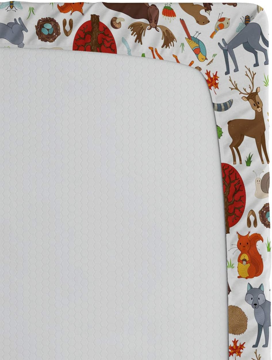 Ambesonne Forest 2 Pack Fitted Sheet, Woodland Animals, Bed Cover All-Round Elastic Deep Pockets 2 Pieces, Package Contains 2 Queen Size Fitted Sheets, Mustard Brown