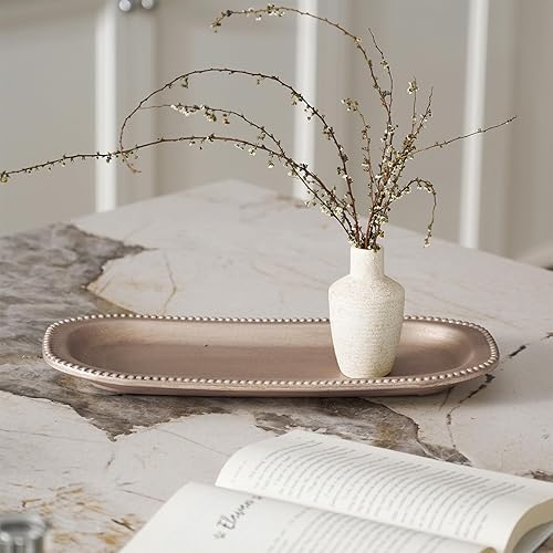 Miniatura 7 de Bandeja decorativa de madera, bandeja ovalada de 13.9 x 5.9 pulgadas, decoración de mesa de café, bandejas de mesa de comedor de cocina, decoración