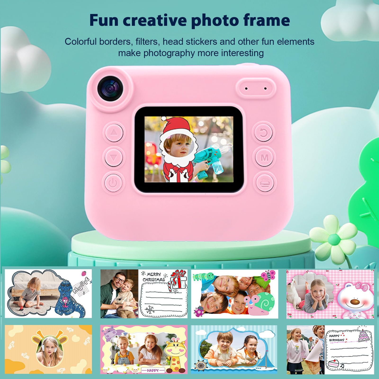Andoer Fotocamera istantanea per bambini, fotocamera digitale per bambini con carta da stampa, 2,0 pollici, telecamera da viaggio per ragazzi e ragazze 3-14 anni (rosa)