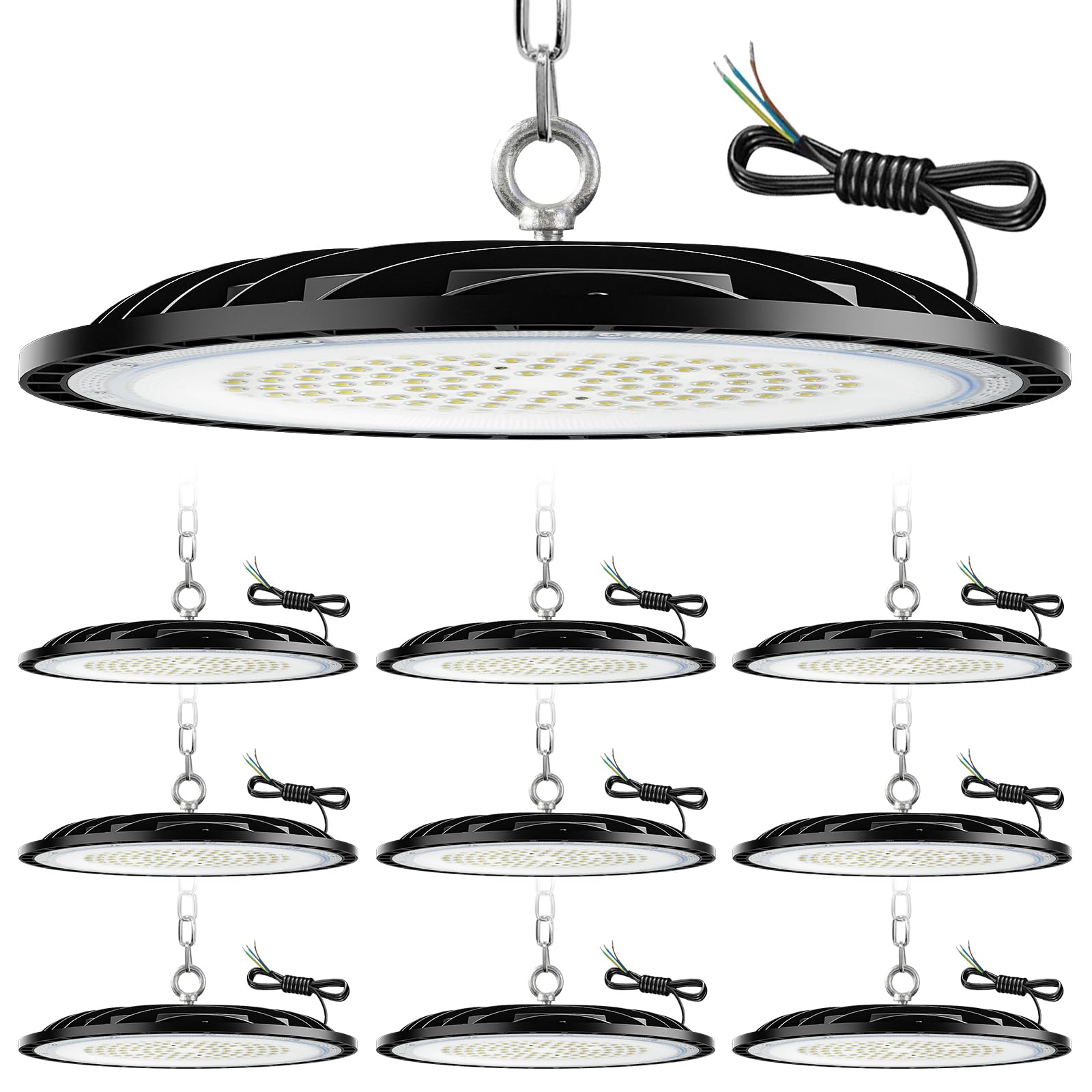 ZXICH 100W UFO LED High Bay Light,10000LM Industrial UFO Lamp, 6000K-6500K Daylight White LED Warehouse Lighting, IP65 Waterproof Commercial Bay Lighting Shop Area Workshop Garage (10 Pack,100W) — image 1