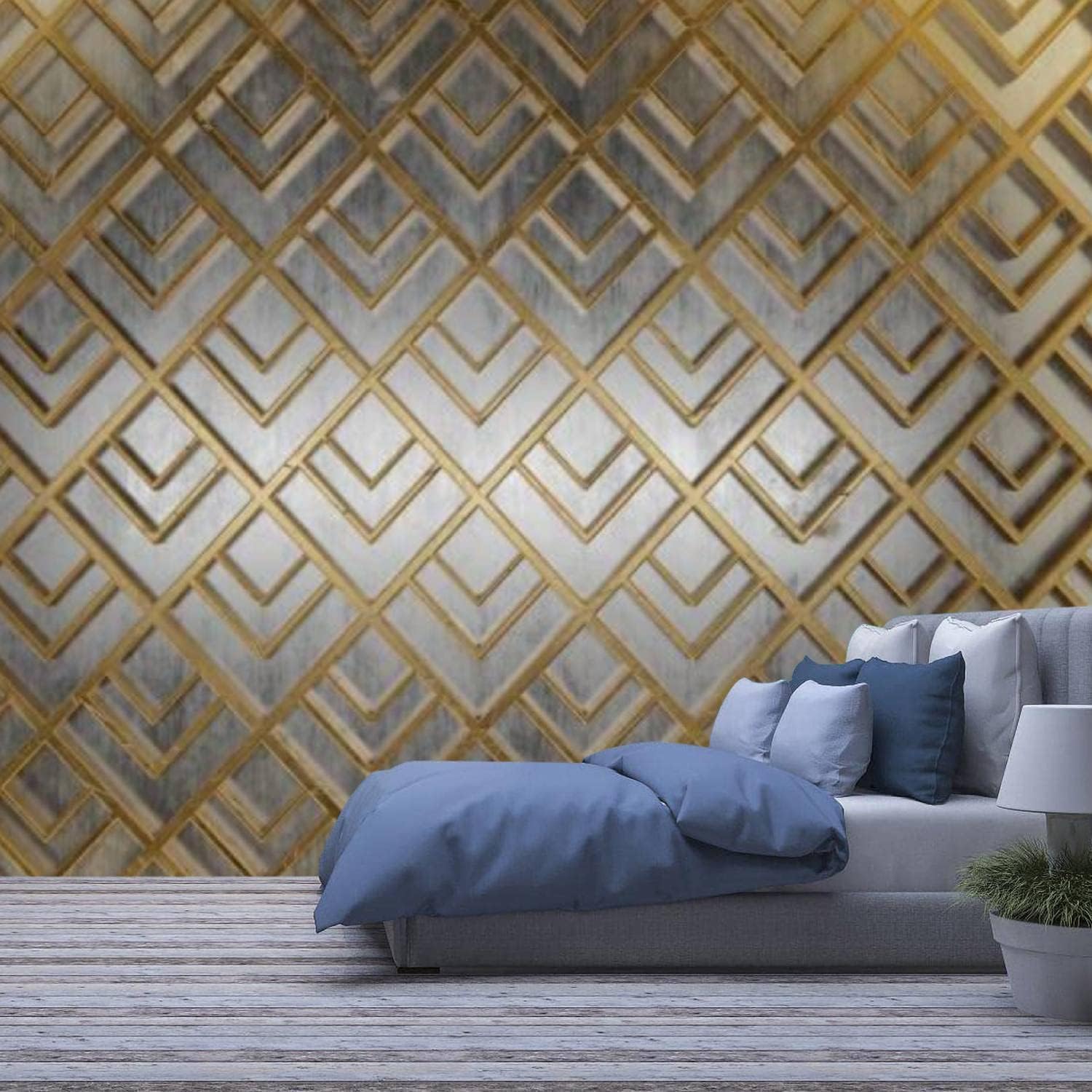 Murale Di Carta Da Parati Foto - Reticolo Geometrico Astratto Carta Da Parati Soggiorno Camera Da Letto Ufficio Corridoio Decorazione Murales Decorazione Murale Moderna - Stampa 3D Su Tel-934711619600