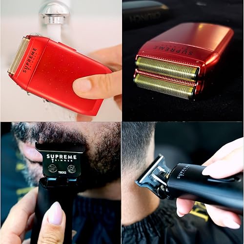 Miniatura 5 de Supreme Trimmer Barber Haircut Kit Hair Trimmer  Mens Foil Shaver Professional Beard Trimmer - ST5220  STF602 Red Bundle