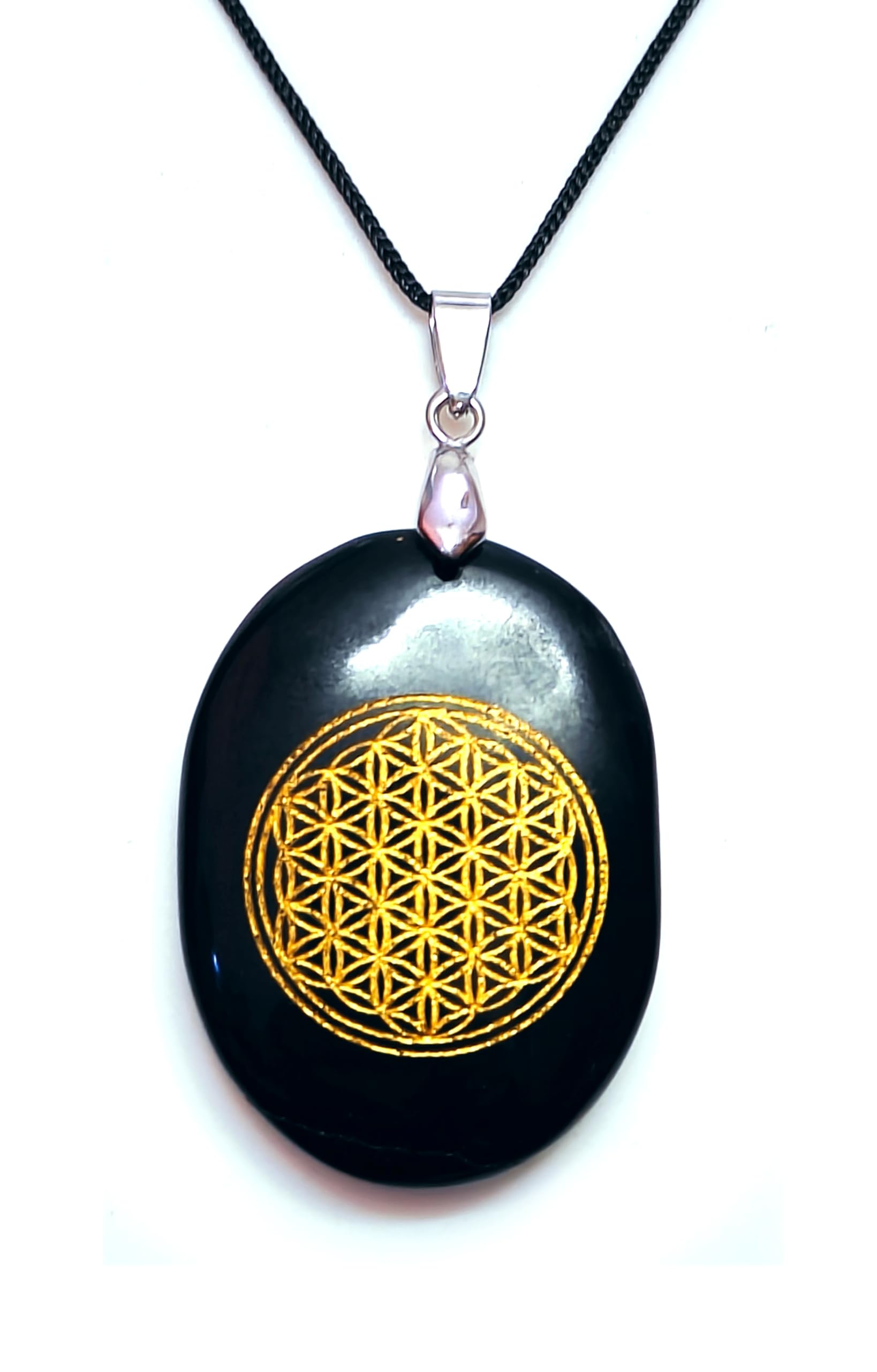 Natural Black Tourmaline Flower Of Life Sacred Geometry Crystal Pendant-image-42