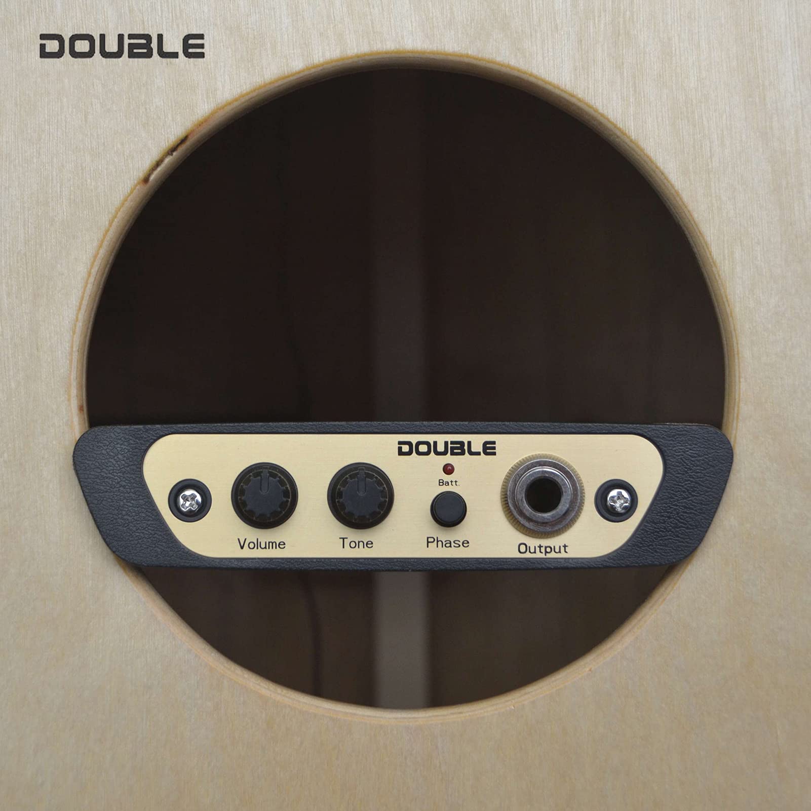 DOUBLE Cajon Box Drum Preamp Pickup z Mikrofonem 1/4 Cala Jack Soundpick Up Akcesoria do Instrumentu Muzycznego Czarno-brązowy