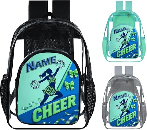 Miniatura 8 de Mochila transparente para niñas, mochila escolar personalizada con nombre de animadora para adolescentes, niños, mujeres y estudiantes Rojo