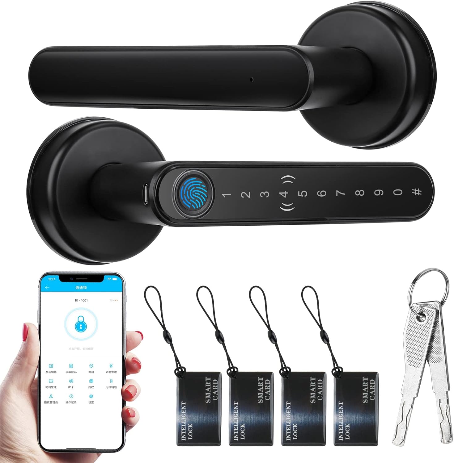 Smart Door Handle, Keyless Entry Fingerprint Door Lock with