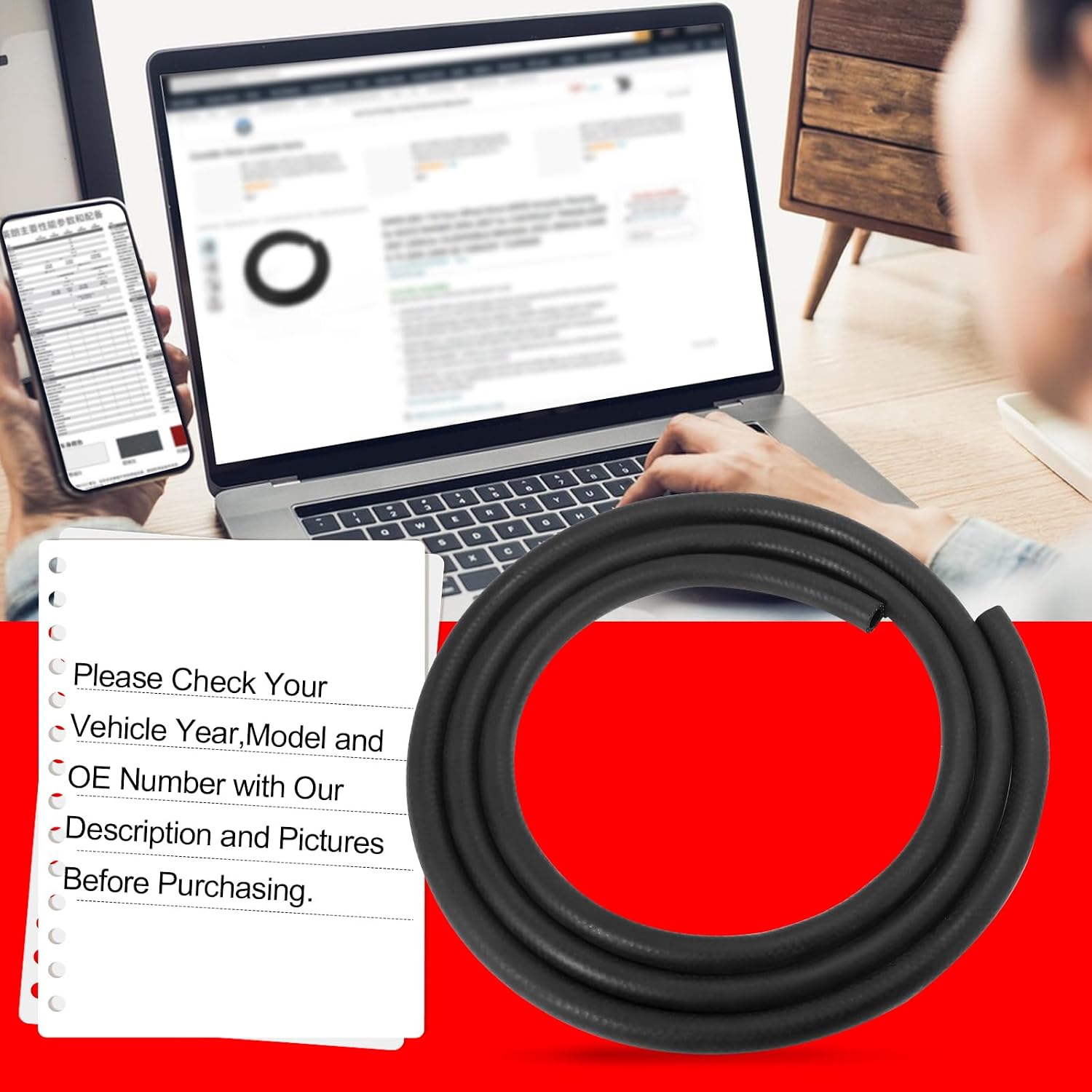 SMMS 5/8" 10FT Heater Hose, EPDM Rubber Coolant Radiator Hose for Automotive Cooling System Radiators and Overflow Tank, Black 100PSI SAE 20R3
